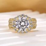 S925 Maxine Unique Halo Design Round Cut Engagement Ring In Sterling Silver - Image 8