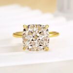 S925 Maxine Classic 5.5 Carat Cushion Cut Yellow Gold Travel Engagement Ring In Sterling Silver - Image 3