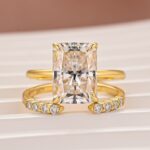 S925 Moissanite 4.5 Ct Radiant Cut White Gold Engagement Ring with Open Wedding Band - Image 2
