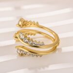 S925 Vintage Vine Yellow Gold Jacket Wedding Band In Sterling Silver - Image 5