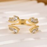 S925 Vintage Vine Yellow Gold Jacket Wedding Band In Sterling Silver - Image 4