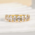 S925 Maxine 3.0Ct Half Oval Cut Sona Wedding Band - Image 10