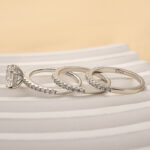 S925 Maxine Moissanite 2.0 Carat Round Cut 3PC Wedding Ring Set In Sterling Silver - Image 7