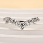 S925 Maxine Moissanite Curved Design Thin Stacking Wedding Band In Sterling Silver