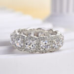 S925 Vintage Halo Cushion Cut Wedding Band For Women In Sterling Silver - Image 4