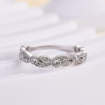 S925 Vintage Leaf & Vine Art Deco Wedding Band In Sterling Silver - Image 5