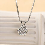 S925 1.0Ct Moissanite Classic Round Cut Pendant Necklace