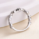 S925 Vintage Leaf & Vine Art Deco Wedding Band In Sterling Silver - Image 6