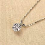 S925 1.0Ct Moissanite Classic Round Cut Pendant Necklace - Image 3