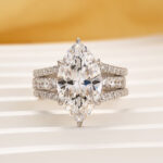 S925 Enhancer Wedding Band With 4.5Ct Marquise Cut Engagement Ring Wedding Ring Set - Image 3