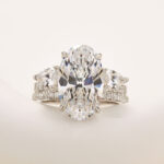 S925 2PC 5.0Ct Oval Cut Engagement Ring with Enhancer Pear Cut Wedding Band - Image 3