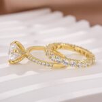 S925 Moissanite 2.0Ct Round Cut Yellow Gold Wedding Ring Set - Image 6