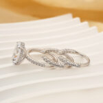 S925 Maxine 3PC 5.0Ct Oval Cut Wedding Ring Set With Open Wedding Band - Image 4