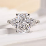 S925 Luxurious Radiant Cut & Heart Cut Three Stone Engagement Ring In Sterling Silver - Image 3