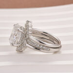 S925 Moissanite 4.0Ct Oval Cut White Gold Wedding Ring Set - Image 5