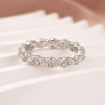 S925 Moissanite Fashion Design Marquise Cut & Round Cut Wedding Band In Sterling Silver - Image 4
