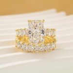 S925 5.0Ct Luxe Radiant Cut Half Engagement Ring Travel Ring With Radiant Cut Half Wedding Band - Image 7