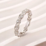 S925 Moissanite Fashion Design Marquise Cut & Round Cut Wedding Band In Sterling Silver - Image 3