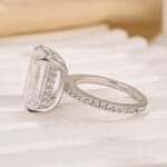 S925 10Ct Emerald Cut Engagement Ring With Hidden Halo In Sterling Silver - Image 4