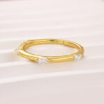 S925 Moissanite Yellow Gold Marquise Cut Wedding Band - Image 3