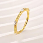 S925 Moissanite Yellow Gold Marquise Cut Wedding Band - Image 4