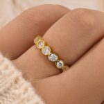 S925 Elegant Round Cut Yellow Gold/white Gold Full Eternity Wedding Band Wedding Band - Image 3