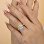 S925 Sparkle Yellow Gold Oval Cut Engagement Ring In Sterling Silver - Image 3