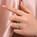 S925 Moissanite 2.0Ct Round Cut Yellow Gold Wedding Ring Set - Image 3