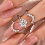 S925 Moissanite 2.0Ct Solitaire Round Cut White Gold Wedding Ring Set