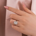 S925 Maxine Moissanite Vintage 3.0 Carat Halo Radiant Cut Engagement Ring In Sterling Silver - Image 9