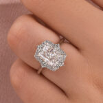 S925 Maxine Moissanite Vintage 3.0 Carat Halo Radiant Cut Engagement Ring In Sterling Silver - Image 8