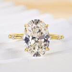S925 Sparkle Yellow Gold Oval Cut Engagement Ring In Sterling Silver - Image 5