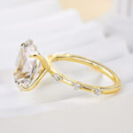 S925 Sparkle Yellow Gold Oval Cut Engagement Ring In Sterling Silver - Image 6