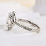 S925 Halo Oval Cut Simulated Diamond Engagement Ring - Image 5