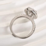S925 Halo Oval Cut Simulated Diamond Engagement Ring - Image 4