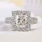 Noble Halo 2.5Ct Cushion Cut Engagement Ring In Sterling Silver - Image 3