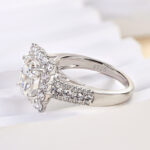 Noble Halo 2.5Ct Cushion Cut Engagement Ring In Sterling Silver - Image 4