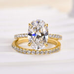 S925 4.0Ct Classic Created White Sapphire Oval Cut Wedding Ring Set - Image 7