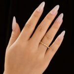 S925 Moissanite Yellow Gold Marquise Cut Wedding Band - Image 2