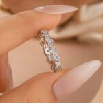 S925 Moissanite Fashion Design Marquise Cut & Round Cut Wedding Band In Sterling Silver