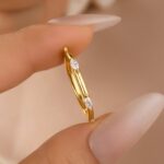 S925 Moissanite Yellow Gold Marquise Cut Wedding Band
