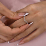 S925 Maxine Exclusive V-shaped Design Half Eternity Wedding Band - Image 2