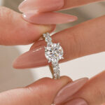 S925 Moissanite 2.0Ct Round White Gold Engagement Ring