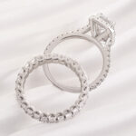 S925 Maxine Noble Halo Emerald Cut Wedding Ring Set - Image 6