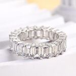 S925 Eternity Emerald Cut Simulated Diamonds Women's Wedding Band - Image 6