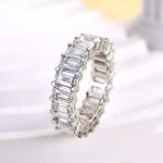 S925 Eternity Emerald Cut Simulated Diamonds Women's Wedding Band - Image 7