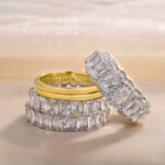 S925 Gorgeous 5PC Cushion Cut Women's Wedding Band Set - Image 3