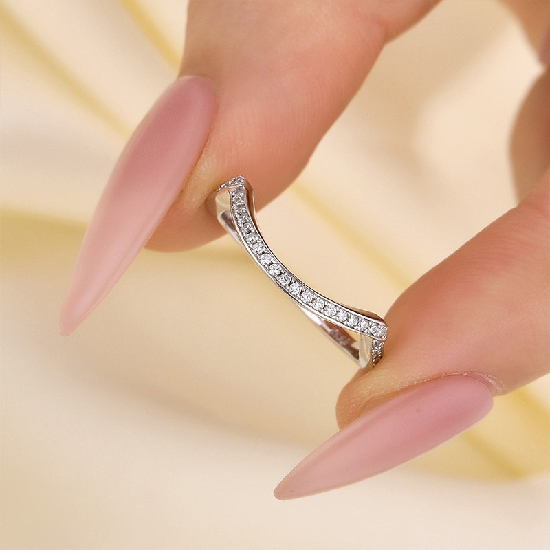 DSC-9520-1745207854 S925 White Gold Curved Wedding Band In Sterling Silver - Image 1
