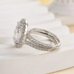 S925 Unique Oval Cut Insert Wedding Ring Set In Sterling Silver - Image 4