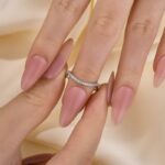 S925 White Gold Curved Wedding Band In Sterling Silver - Image 2